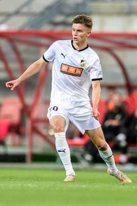 250710 Adrian Svanbäck of Häcken during the UEFA Europa League qualifier football match between Spartak Trnava and Häcken on July 10, 2025 in Trnava. Photo: Mathilda Schuler BILDBYRAN kod MA MA0843 fotboll football soccer fotball uefa europa league europa league spartak trnava häcken bbeng Copyright: MATHILDAxSCHULER BB250710MA169