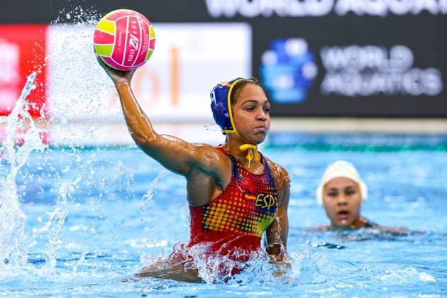 Daniela Moreno of Spain South Africa v Spain, Water polo, Wasserball Singapore 2025 World Aquatics Championships, OCBC Aquatic Centre, July 11, 2025, Singapore, Singapore.