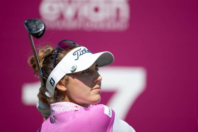 NASTASIA NADAUD ALMUNDI EVIAN CHAMPIONSHIP PHOTOPQR LE DAUPHINE Grégory YETCHMENIZA ; Évian-les-Bains ; 11 07 2025 ; Évian-les-Bains (Haute-Savoie),11 juillet. 2025 THE ALMUNDI EVIAN CHAMPIONSHIP sur notre photo : Nastasia Nadaud. Grégory Yetchmeniza Le Dauphiné Libéré