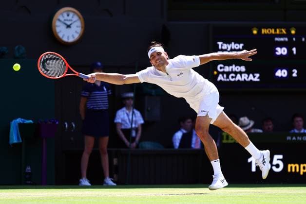 Taylor Fritz during his semi final match Wimbledon Tennis Championships, Day 12, The All England Lawn Tennis and Croquet Club, London, UK - 11 Jul 2025London The All England Lawn Tennis and United Kingdom  Copyright: xJamesxMarsh Shutterstockx 15392288ah