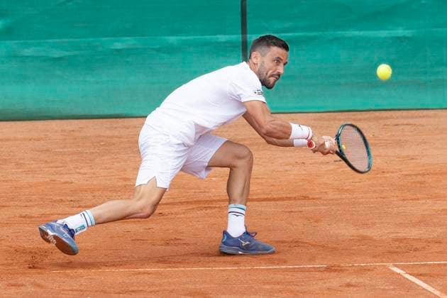 1. Tennis Bundesliga Herren: FTC Palmengarten - TK GW Mannheim, 11.07.2025 Damir Dzumhur (FTC Palmengarten), FTC Palmengarten - TK GW Mannheim, Frankfurt, FTC Palmengarten, 11.7.2025