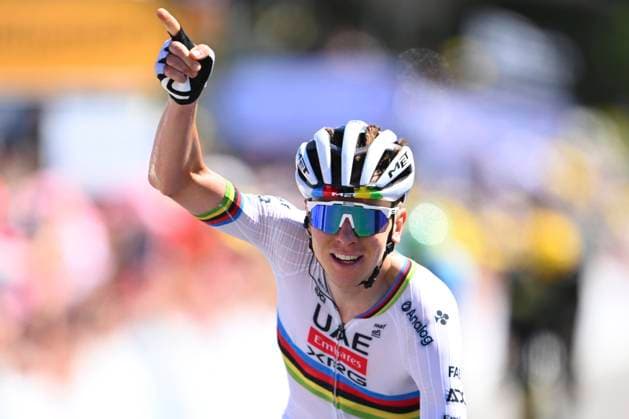 Tour de France 2025 Stage 7 MUR-DE-BRETAGNE GUERLEDAN, FRANCE - JULY 11 : Pogacar Tadej (SLO) of UAE Team Emirates wins during stage 7 of the 112th edition of Tour de France an UCI World Tour 2.UWT cycling road race stage for Men Elite of 194 km with start in Saint-Malo and finish in Mur-de-Bretagne Guerledan on July 11, 2025 in Mur-de-Bretagne Guerledan, France, 11 07 2025 ( Motordriver Kenny Verfaillie - Mur-de-Bretagne Guerledan France  Copyright: xVincentxKalutx