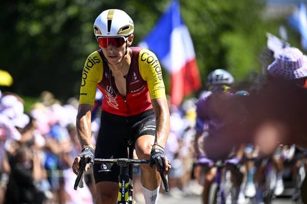 Belgian Dylan Teuns of Cofidis pictured in action during stage seven of the 2025 Tour de France cycling, from Saint-Malo to Mur-de-Bretagne (194 km), on Friday 11 July 2025 in France. The 112th edition of the Tour de France starts on Saturday 5 July in Lille, France, and will finish in Paris, France on the 27th of July. JASPERxJACOBS  x128906794x
