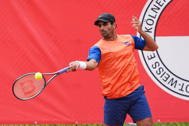 11.07.2025, xydrx, Köln, Tennis, 1.Bundesliga Herren, Kölner THC Stadion Rot-Weiss 1 - TC Bredeney 1, Tennisanlage Olympiaweg: Benjamin Hassan ( TC Bredeney 1) Nordrhein-Westfahlen Deutschland