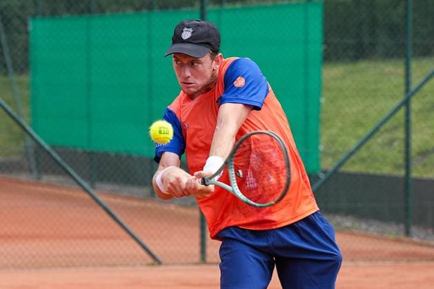11.07.2025, xydrx, Köln, Tennis, 1.Bundesliga Herren, Kölner THC Stadion Rot-Weiss 1 - TC Bredeney 1, Tennisanlage Olympiaweg: Guy den Ouden (TC Bredeney 1) Nordrhein-Westfahlen Deutschland