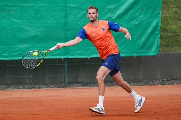 11.07.2025, xydrx, Köln, Tennis, 1.Bundesliga Herren, Kölner THC Stadion Rot-Weiss 1 - TC Bredeney 1, Tennisanlage Olympiaweg: Oscar Otte (TC Bredeney 1) Nordrhein-Westfahlen Deutschland