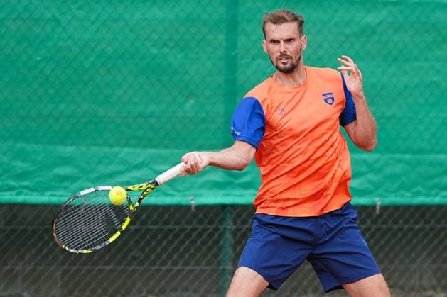 11.07.2025, xydrx, Köln, Tennis, 1.Bundesliga Herren, Kölner THC Stadion Rot-Weiss 1 - TC Bredeney 1, Tennisanlage Olympiaweg: Oscar Otte (TC Bredeney 1) Nordrhein-Westfahlen Deutschland