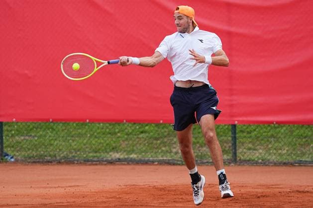 11.07.2025, xydrx, Köln, Tennis, 1.Bundesliga Herren, Kölner THC Stadion Rot-Weiss 1 - TC Bredeney 1, Tennisanlage Olympiaweg: Jan-Lennard Struff (TC Bredeney 1) Nordrhein-Westfahlen Deutschland