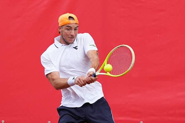 11.07.2025, xydrx, Köln, Tennis, 1.Bundesliga Herren, Kölner THC Stadion Rot-Weiss 1 - TC Bredeney 1, Tennisanlage Olympiaweg: Jan-Lennard Struff (TC Bredeney 1) Nordrhein-Westfahlen Deutschland