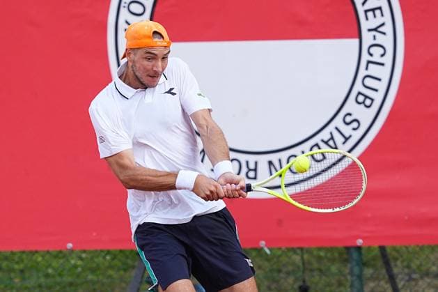11.07.2025, xydrx, Köln, Tennis, 1.Bundesliga Herren, Kölner THC Stadion Rot-Weiss 1 - TC Bredeney 1, Tennisanlage Olympiaweg: Jan-Lennard Struff (TC Bredeney 1) Nordrhein-Westfahlen Deutschland