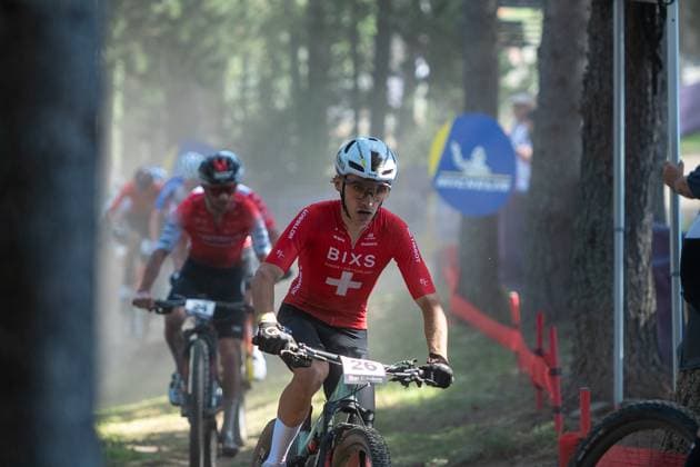 UCI Mountain Bike World Cup 2025 Luca Schatti from Switzerland, representing the Bixs Performance Race Team, competes in the CROSS-COUNTRY SHORT TRACK Men Elite during the UCI Mountain Bike World Cup Andorra 2025 in Pal Arinsal, Andorra, on July 11, 2025. Pal Andorra  Copyright: xMartinxSilvaxCosentinox originalFilename:silvacosentino-lucascht250711_npzxm.jpg