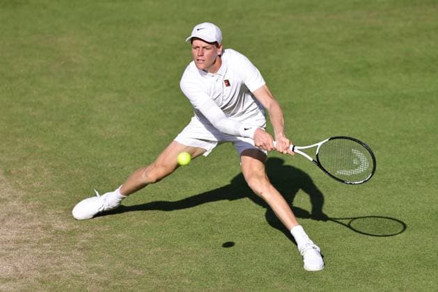 Jannik Sinner, ITA, during semifinal of 2025 All England Lawn Tennis Championships at Wimbledon, mens singles, London, 11 07 2025; -