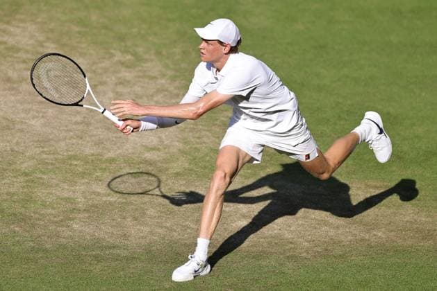 Jannik Sinner, ITA, during semifinal of 2025 All England Lawn Tennis Championships at Wimbledon, mens singles, London, 11 07 2025; -