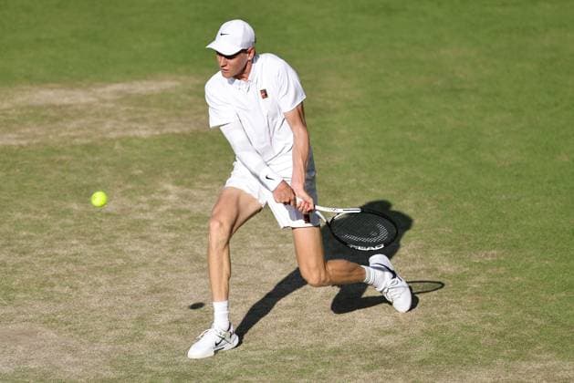 Jannik Sinner, ITA, during semifinal of 2025 All England Lawn Tennis Championships at Wimbledon, mens singles, London, 11 07 2025; -