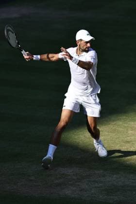 Novak Djokovic, SRB, during semifinal of 2025 All England Lawn Tennis Championships at Wimbledon, mens singles, London, 11 07 2025; -