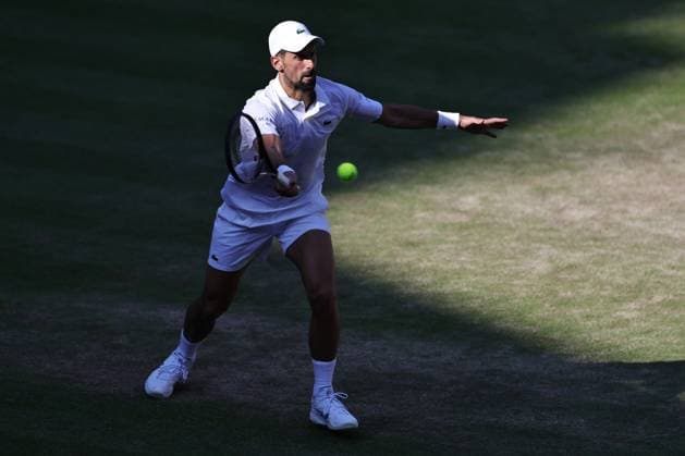 Novak Djokovic, SRB, during semifinal of 2025 All England Lawn Tennis Championships at Wimbledon, mens singles, London, 11 07 2025; -