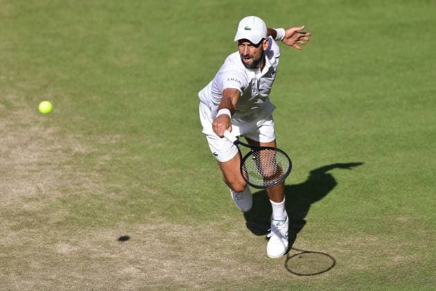 Novak Djokovic, SRB, during semifinal of 2025 All England Lawn Tennis Championships at Wimbledon, mens singles, London, 11 07 2025; -