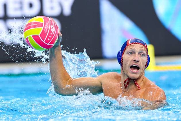 Dylan Woodhead of USA Canada v United States, Water polo, Wasserball Singapore 2025 World Aquatics Championships, OCBC Aquatic Centre, July 12, 2025, Singapore, Singapore.