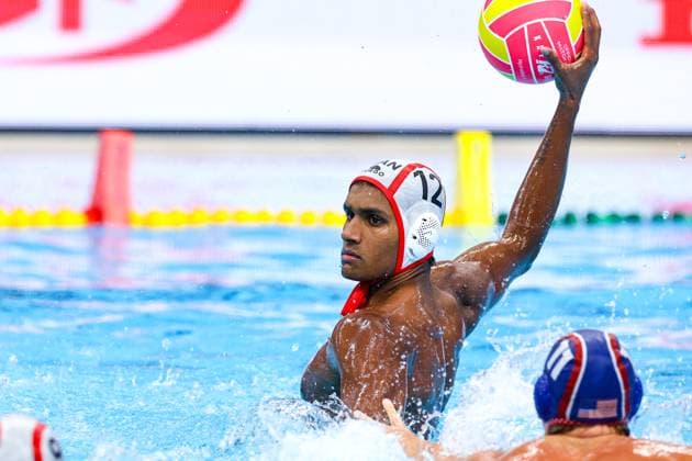 Reuel D Souza of Canada Canada v United States, Water polo, Wasserball Singapore 2025 World Aquatics Championships, OCBC Aquatic Centre, July 12, 2025, Singapore, Singapore.