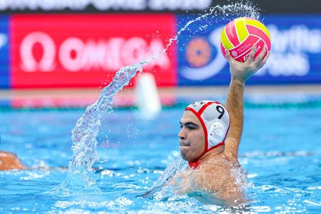 Aleksa Gardijan of Canada Canada v United States, Water polo, Wasserball Singapore 2025 World Aquatics Championships, OCBC Aquatic Centre, July 12, 2025, Singapore, Singapore.