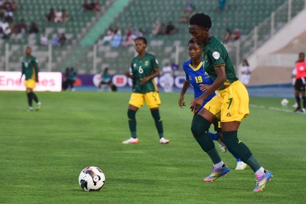 OUJDA, MOROCCO - JULY 11: Karabo Dhlamini of Bambanani Mbane of South Africa during the 2025 Women s Africa Cup of Nations (WAFCON) match between Tanzania and South Africa at Honor Stadium on July 11, 2025 in Oujda, Morocco. (Photo by Seyi Victor Gallo Images Copyright: xx