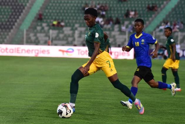 OUJDA, MOROCCO - JULY 11: Karabo Dhlamini of Bambanani Mbane of South Africa during the 2025 Women s Africa Cup of Nations (WAFCON) match between Tanzania and South Africa at Honor Stadium on July 11, 2025 in Oujda, Morocco. (Photo by Seyi Victor Gallo Images Copyright: xx