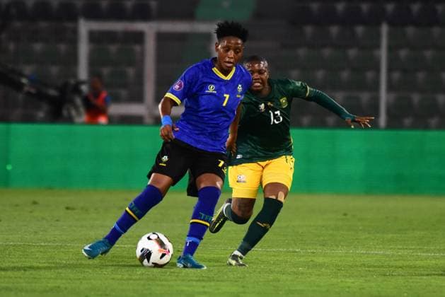 OUJDA, MOROCCO - JULY 11: Opah Clement of Tanzania and Lonathemba Mhlongo of South Africa during the 2025 Women s Africa Cup of Nations (WAFCON) match between Tanzania and South Africa at Honor Stadium on July 11, 2025 in Oujda, Morocco. (Photo by Seyi Victor Gallo Images Copyright: xx