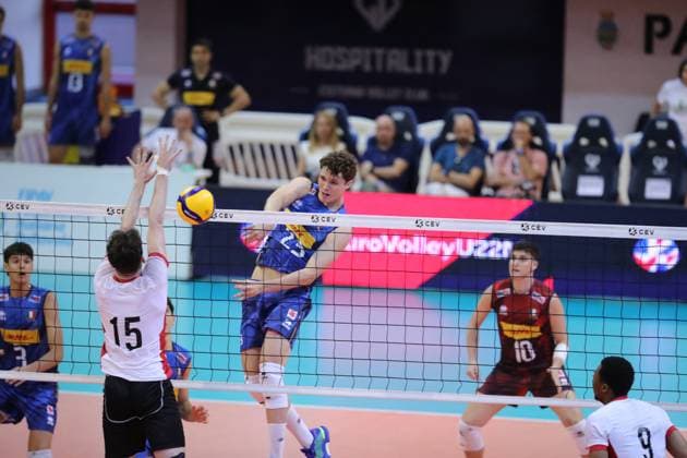 VOLLEY - Evento - Men s U22 European Championship, EM, Europameisterschaft Qualification Tournament - Italy vs England Mati Pardo (Italy) during Men s U22 European Championship Qualification Tournament - Italy vs England, Events in Cisterna Latina, Italy, July 11 2025 Cisterna Latina Italy  Copyright: xIPAxSport ABACAx