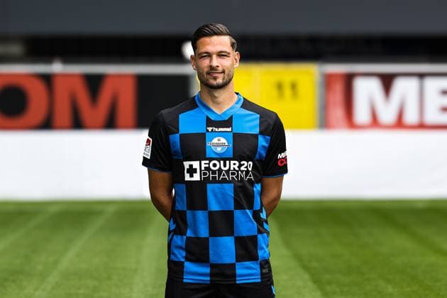 Marcel Hoffmeier, SC Paderborn - 2. Fussball Bundesliga Porträttermin 2. BL 2025 2026 offizieller Fototermin SC Paderborn in der Home Deluxe Arena in Paderborn - Porträt, Portrait, Einzelbild, Deutschland, Fussball, Maenner, GER, 11.07.2025