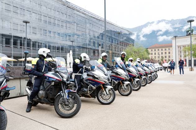 CYCLING - Tour of Austria 2025 INNSBRUCK,AUSTRIA,12.JUL.25 - CYCLING - Tour of Austria, stage 3, Innsbruck - Kuehtai. Image shows police.  GEPAxpictures xMichaelxKristen