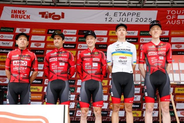 CYCLING - Tour of Austria 2025 INNSBRUCK,AUSTRIA,12.JUL.25 - CYCLING - Tour of Austria, stage 3, Innsbruck - Kuehtai. Image shows the team ARBOE KAERNTEN FELD AM SEE.  GEPAxpictures xMichaelxKristen