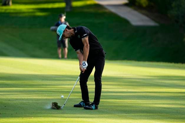 July 12, 2025, Cadiz, Cadiz, SPAIN: Joaquin Niemann of Torque team in actions during day one resume game for weather yesterday of the LIV Golf Andalucia at Golf Club Royal of Valderrama on July 12, 2025 in Cadiz, Spain. Cadiz SPAIN - ZUMAa181 20250712_zaa_a181_053 Copyright: xJoaquinxCorcherox