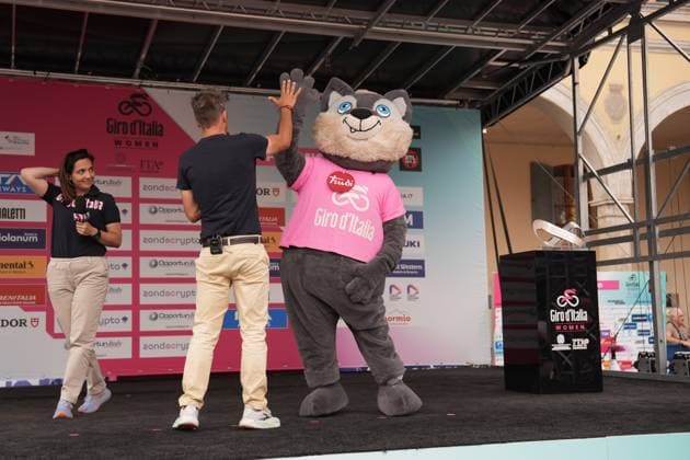 The mascotte during the 7th stage of the Giro d™Italia Women, from Fermignano to Monte Nerone, Italy Saturday, July 12, 2025. - cycling .  Copyright: xMassimoxPaolone LaPressex