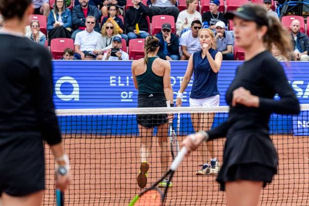 250712 Irene Burillo of Spain and Berfu Cengiz of Turkey during the double final of Nordea Open on July 12, 2025 in Bastad. Photo: Mathilda Schuler BILDBYRAN kod MA MA0844 tennis WTA, Tennis Damen 125 nordea open dubbelfinal dam bbeng Copyright: MATHILDAxSCHULER BB250712MA021