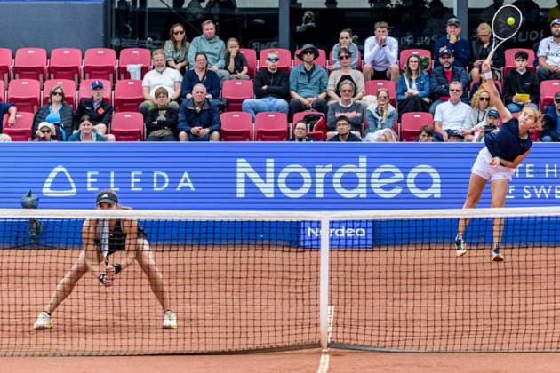 250712 Irene Burillo of Spain and Berfu Cengiz of Turkey during the double final of Nordea Open on July 12, 2025 in Bastad. Photo: Mathilda Schuler BILDBYRAN kod MA MA0844 tennis WTA, Tennis Damen 125 nordea open dubbelfinal dam bbeng Copyright: MATHILDAxSCHULER BB250712MA022
