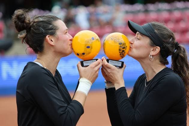 BASTAD, SWEDEN 20250712 Miriam Skoch and Jesika Maleckova Czech Republic, celebrate after winning the final in the women s doubles in the Nordea Open tennis tournament in Bastad, Sweden July 12, 2025. BASTAD SWEDEN x9200x