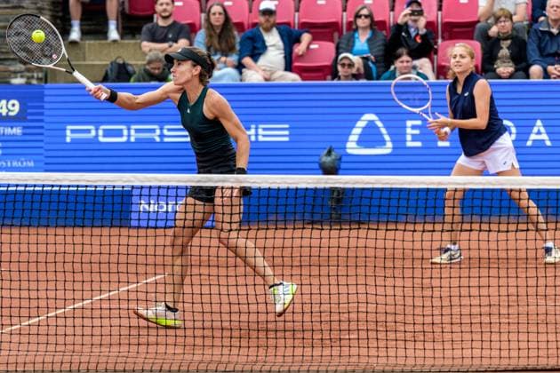 250712 Irene Burillo of Spain and Berfu Cengiz of Turkey during the double final of Nordea Open on July 12, 2025 in Bastad. Photo: Mathilda Schuler BILDBYRAN kod MA MA0844 tennis WTA, Tennis Damen 125 nordea open dubbelfinal dam bbeng Copyright: MATHILDAxSCHULER BB250712MA040