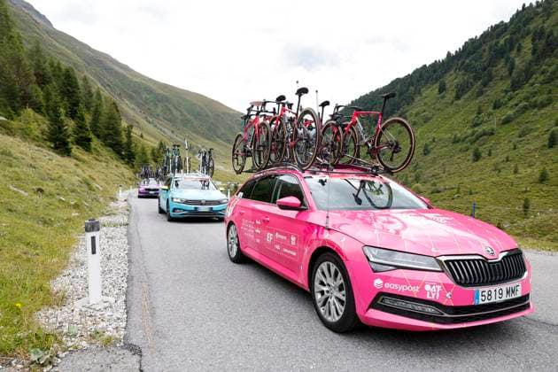 CYCLING - Tour of Austria 2025 KUEHTAI,AUSTRIA,12.JUL.25 - CYCLING - Tour of Austria, stage 3, Innsbruck - Kuehtai. Image shows a sevice car from team EF EDUCATION EASYPOST.  GEPAxpictures xMichaelxKristen