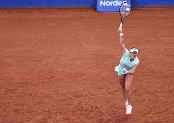 BASTAD, SVERIGE 20250712 Katarzyna Kawa, Polen, mot Elisabetta Cocciaretto, Italien, under lördagens final i damernas singel under tennisturneringen Nordea Open i Bastad. BASTAD SVERIGE x9200x