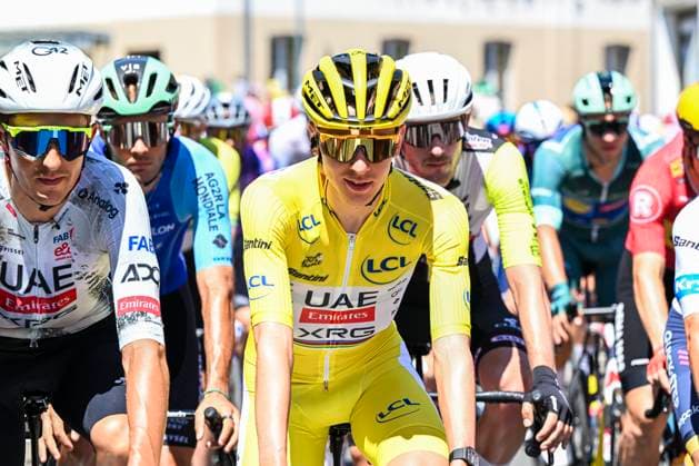 Tour de France 2025 Stage 8 LAVAL ESPACE MAYENNE, FRANCE - JULY 12 : Pogacar Tadej (SLO) of UAE Team Emirates - XRG during stage 8 of the 112th edition of Tour de France an UCI World Tour 2.UWT cycling road race stage for Men Elite of 174 km with start in Saint-Meen-le-Grand and finish in Laval Espace Mayenne on July 12, 2025 in Laval Espace Mayenne, France, 12 07 2025 ( Motordriver Kenny Verfaillie - Laval Espace Mayenne France  Copyright: xPetexGodingx