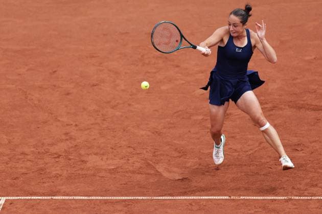 BASTAD, SVERIGE 20250712 Elisabetta Cocciaretto, Italien, mot Katarzyna Kawa, Polen, under lördagens final i damernas singel under tennisturneringen Nordea Open i Bastad. BASTAD SVERIGE x9200x