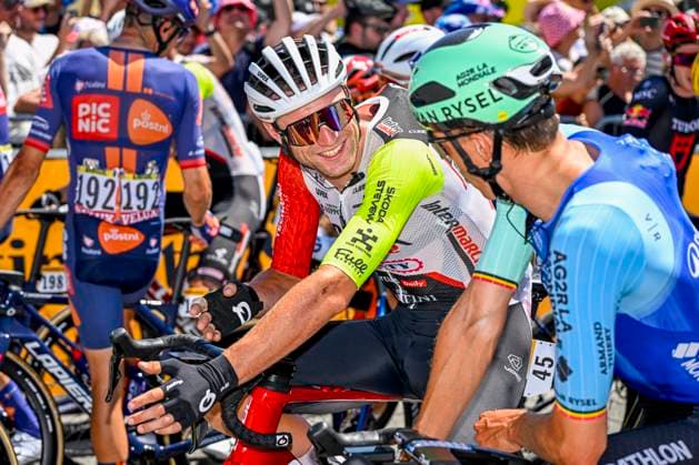 Tour de France 2025 Stage 8 LAVAL ESPACE MAYENNE, FRANCE - JULY 12 : Rex Laurenz (BEL) of Intermarche - Wanty before the start of the race during stage 8 of the 112th edition of Tour de France an UCI World Tour 2.UWT cycling road race stage for Men Elite of 174 km with start in Saint-Meen-le-Grand and finish in Laval Espace Mayenne on July 12, 2025 in Laval Espace Mayenne, France, 12 07 2025 ( Motordriver Kenny Verfaillie - Laval Espace Mayenne France  Copyright: xJanxDexMeuleneirx
