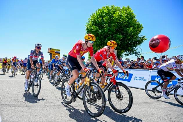 Tour de France 2025 Stage 8 LAVAL ESPACE MAYENNE, FRANCE - JULY 12 : Hoelgaard Markus (NOR) of Uno-X Mobility at the start of the race during stage 8 of the 112th edition of Tour de France an UCI World Tour 2.UWT cycling road race stage for Men Elite of 174 km with start in Saint-Meen-le-Grand and finish in Laval Espace Mayenne on July 12, 2025 in Laval Espace Mayenne, France, 12 07 2025 ( Motordriver Kenny Verfaillie - Laval Espace Mayenne France  Copyright: xJanxDexMeuleneirx
