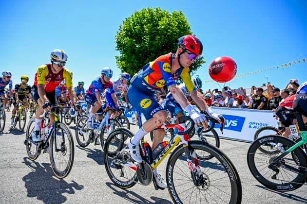 Tour de France 2025 Stage 8 LAVAL ESPACE MAYENNE, FRANCE - JULY 12 : Skjelmose Mattias (DEN) of Lidl - Trek at the start of the race during stage 8 of the 112th edition of Tour de France an UCI World Tour 2.UWT cycling road race stage for Men Elite of 174 km with start in Saint-Meen-le-Grand and finish in Laval Espace Mayenne on July 12, 2025 in Laval Espace Mayenne, France, 12 07 2025 ( Motordriver Kenny Verfaillie - Laval Espace Mayenne France  Copyright: xJanxDexMeuleneirx