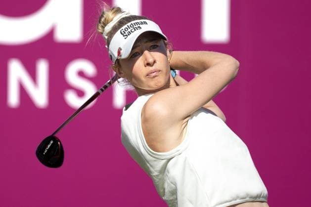 NELLY KORDA ALMUNDI EVIAN CHAMPIONSHIP PHOTOPQR LE DAUPHINE Grégory YETCHMENIZA ; Évian-les-Bains ; 12 07 2025 ; Évian-les-Bains (Haute-Savoie),12 juillet. 2025 THE ALMUNDI EVIAN CHAMPIONSHIP sur notre photo : Nelly Korda, USA. Grégory Yetchmeniza Le Dauphiné Libéré