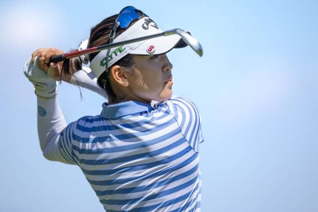 ANDREA LEE ALMUNDI EVIAN CHAMPIONSHIP PHOTOPQR LE DAUPHINE Grégory YETCHMENIZA ; Évian-les-Bains ; 12 07 2025 ; Évian-les-Bains (Haute-Savoie),12 juillet. 2025 THE ALMUNDI EVIAN CHAMPIONSHIP sur notre photo : Andrea Lee, USA. Grégory Yetchmeniza Le Dauphiné Libéré