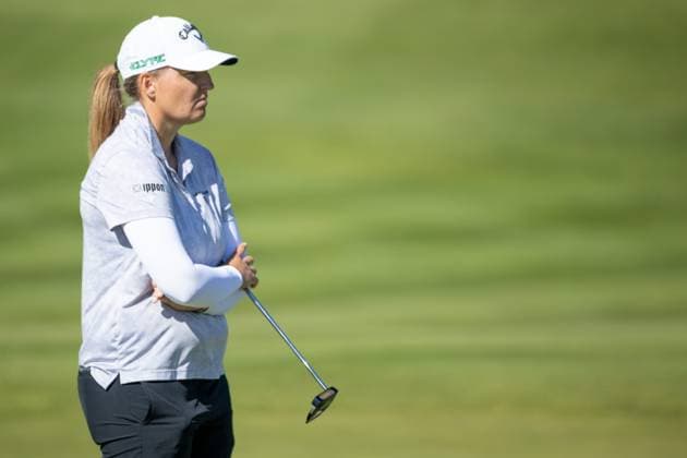 PERRINE DELACOUR ALMUNDI EVIAN CHAMPIONSHIP PHOTOPQR LE DAUPHINE Grégory YETCHMENIZA ; Évian-les-Bains ; 12 07 2025 ; Évian-les-Bains (Haute-Savoie),12 juillet. 2025 THE ALMUNDI EVIAN CHAMPIONSHIP sur notre photo : Perrine Delacour, Fra. Grégory Yetchmeniza Le Dauphiné Libéré