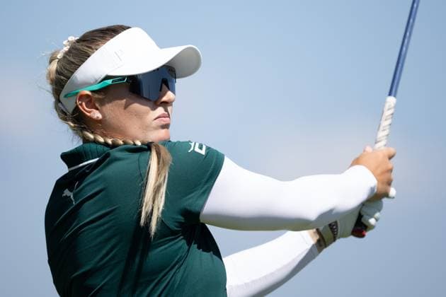 CASANDRA ALEXANDER ALMUNDI EVIAN CHAMPIONSHIP PHOTOPQR LE DAUPHINE Grégory YETCHMENIZA ; Évian-les-Bains ; 12 07 2025 ; Évian-les-Bains (Haute-Savoie),12 juillet. 2025 THE ALMUNDI EVIAN CHAMPIONSHIP sur notre photo : Casandra Alexander, South Africa. Grégory Yetchmeniza Le Dauphiné Libéré