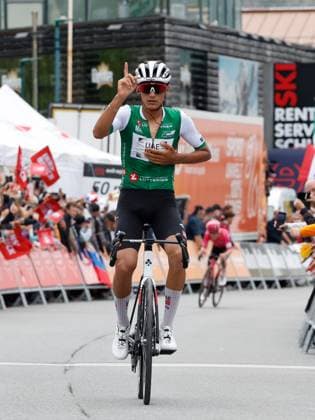 CYCLING - Tour of Austria 2025 KUEHTAI,AUSTRIA,12.JUL.25 - CYCLING - Tour of Austria, stage 3, Innsbruck - Kuehtai. Image shows the rejoicing of Isaac del Toro (MEX - UAE TEAM EMIRATES XRG).  GEPAxpictures xMichaelxKristen