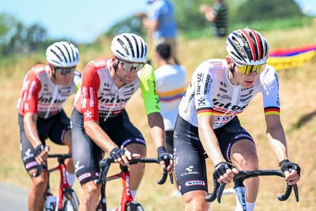 Tour de France 2025 Stage 8 LAVAL ESPACE MAYENNE, FRANCE - JULY 12 : Zimmermann Georg (GER) of Intermarche - Wanty in action during stage 8 of the 112th edition of Tour de France an UCI World Tour 2.UWT cycling road race stage for Men Elite of 174 km with start in Saint-Meen-le-Grand and finish in Laval Espace Mayenne on July 12, 2025 in Laval Espace Mayenne, France, 12 07 2025 ( Motordriver Kenny Verfaillie - Laval Espace Mayenne France  Copyright: xPetexGodingx